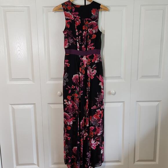 Kirna Zabete At Target Black Floral Maxi Dress Size 6 Side Slit Sheer Bottom - Picture 2 of 12